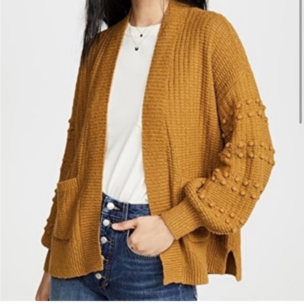 Madewell mustard-brown bobble Cardigan Sweater Relaxed Fit 100% Cotton size xxs